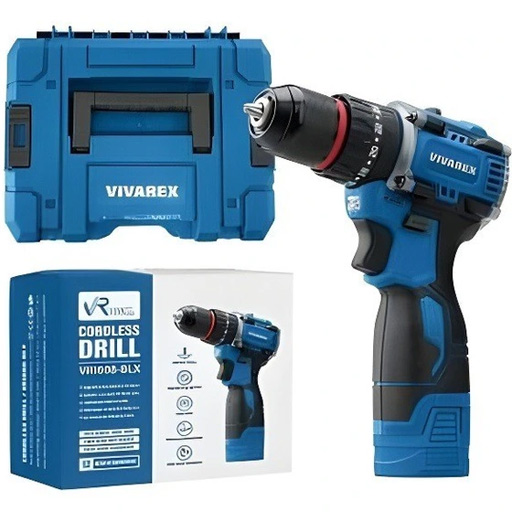 دریل شارژی 16 ولت چکشی دو باطری براشلس ویوارکس مدل VR1608-BLX