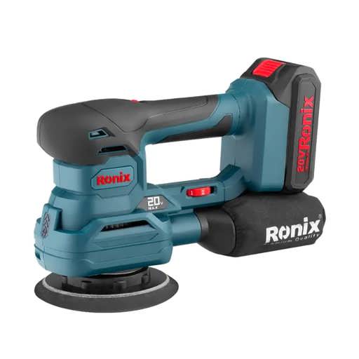 سنباده لرزان شارژی 20 ولت سه کاره رونیکس مدل 8624 از سمت چپ