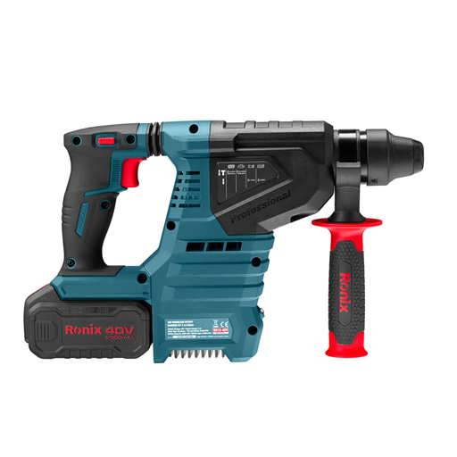 کیت بتن کن شارژی براش لس 40 ولت 2.4 ژول 28 میلی متری رونیکس مدل 8910 از سمت چپ